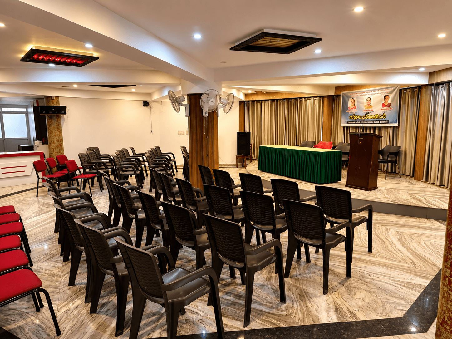 Spacious event hall at Affas Udupi Hotel Kalpetta