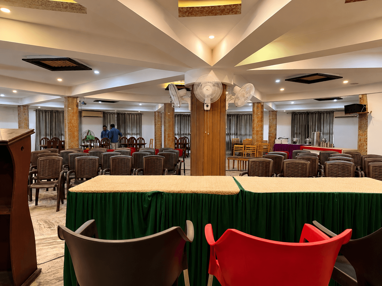 Banquet hall interior at Affas Udupi Hotel Wayanad